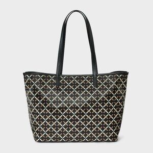 Coated Canvas Tote Bag - A New Day Black: Geometric Pattern